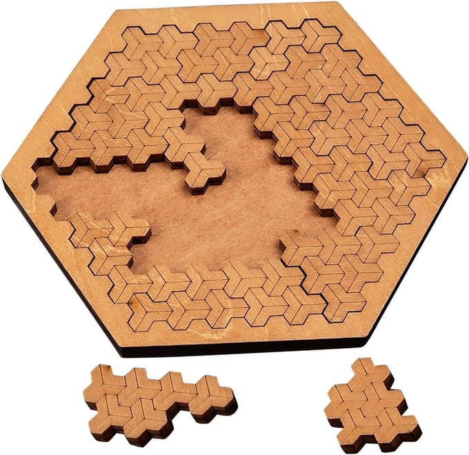 Houten Geometrische Puzzel - Hout Puzzel - Ontspanning en Cognitieve Training - Omgekeerd Denkspel