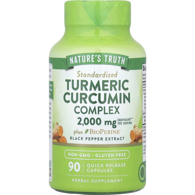 Nature's Truth, Complexe de curcumine et de curcuma avec extrait de poivre noir BioPerine®, 90 capsules à libération rapide
