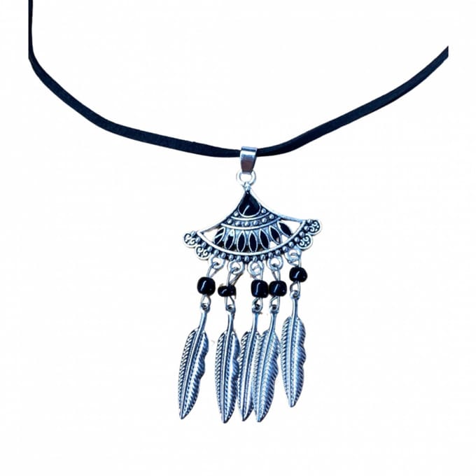 Ketting zwart zilverkleur Tibetaanse stijl verstelbaar - Charme Bijoux