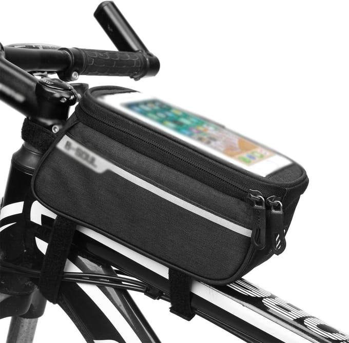 Fiets Frame Tas - Bovenbuis Tas - Fietsen Met Telefoon - Transparant Touchscreen - 2L Capaciteit - Zwart