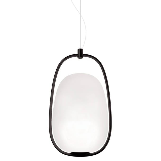 kdln hanglamp Lannà, zwart/wit, 22 x 20 cm
