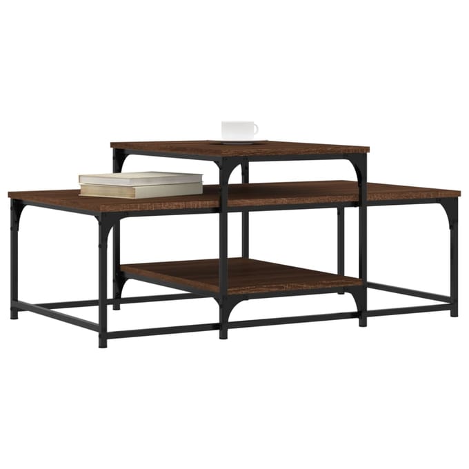 vidaXL - Salontafel - 102x60x45 - cm - bewerkt - hout - bruin - eikenkleur