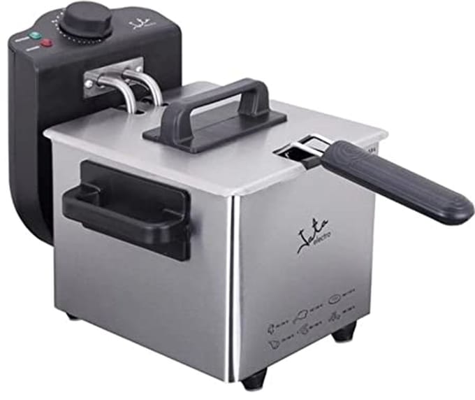 Compacte roestvrijstalen friteuse 1,5 liter met temperatuurregelaar