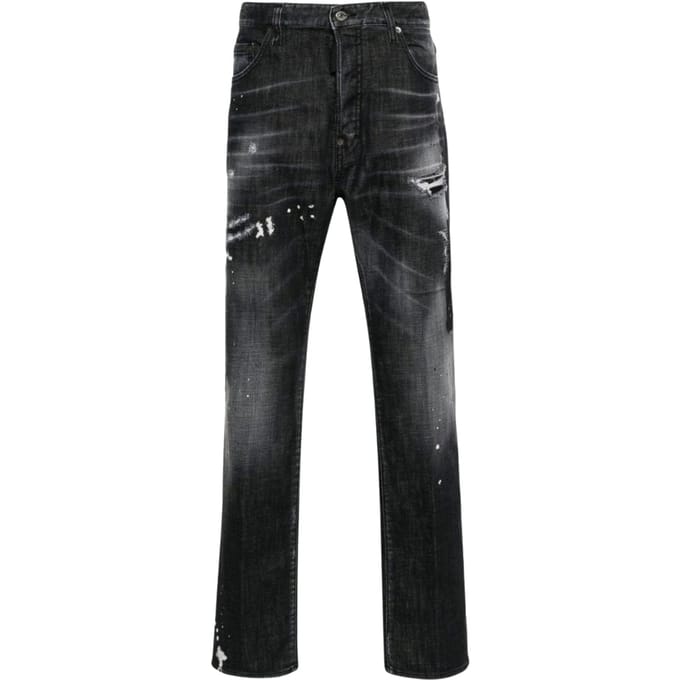 Dsquared2 642 Denim Paint Splash Zwarte Denim Broek Heren