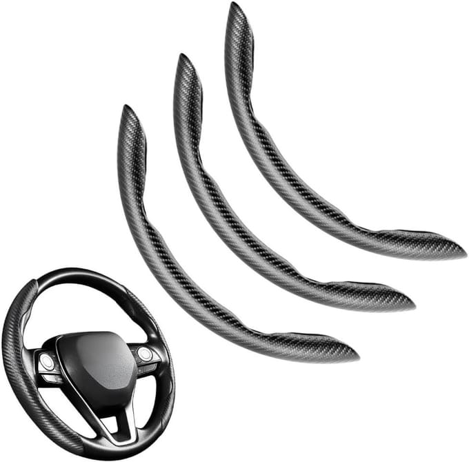 Stuurbescherming Set - Universele Hoezen - Auto Interieur - Koolstofvezel Design - 38 Centimeter - Zwart