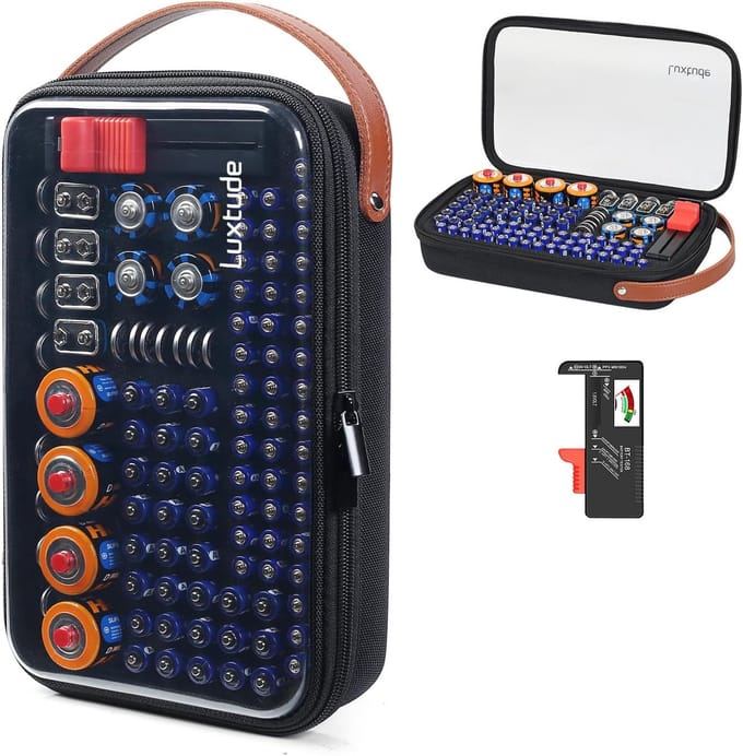Batterij Organizer - Batterij Opslag - Batterijen Sorteren - Met Tester - 102 Batterijen - Zwart