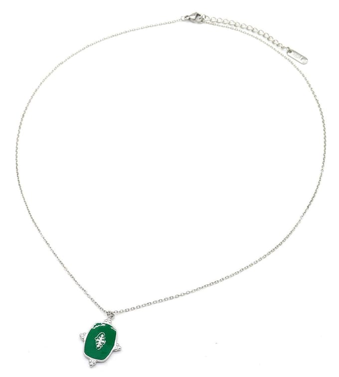 Ketting met Emaille - RVS - Verstelbaar 44-48 cm - Zilverkleurig