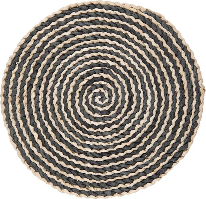 Clayre & Eef Placemat Ø 35x1 cm Beige Zwart Stro