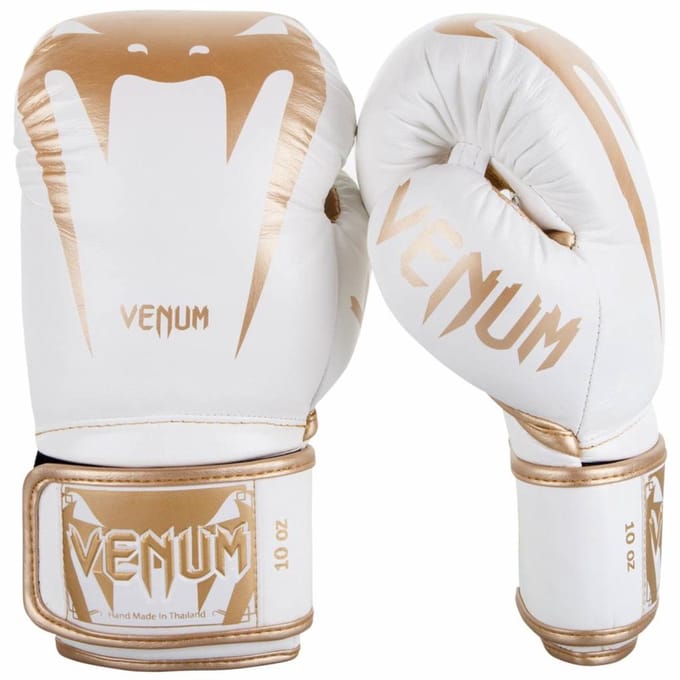 Bokshandschoenen Venum Giant 3.0 Nappa Leer Wit Goud - 8 OZ