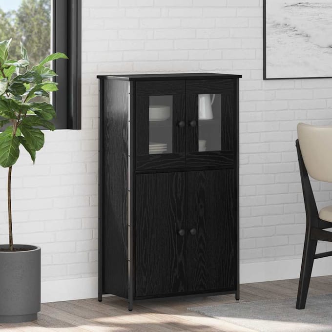 vidaXL Highboard Zwart Eiken 62 x 32 x 106,5 cm Bewerkt hout