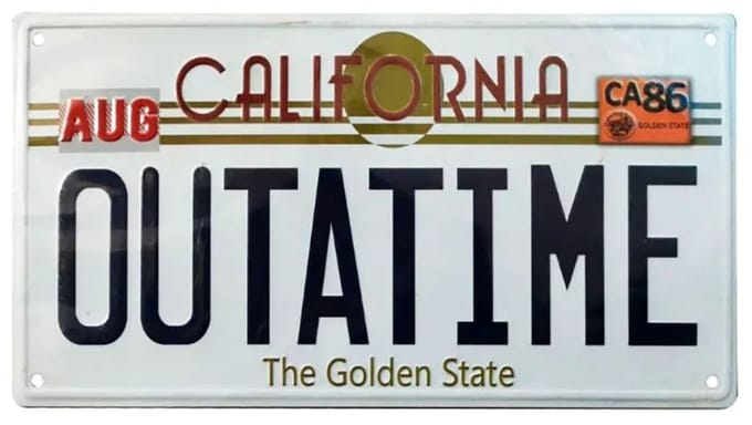FaNaTtik Back To The Future Metal Sign ´Outatime´ DeLorean License Plate Tin signs