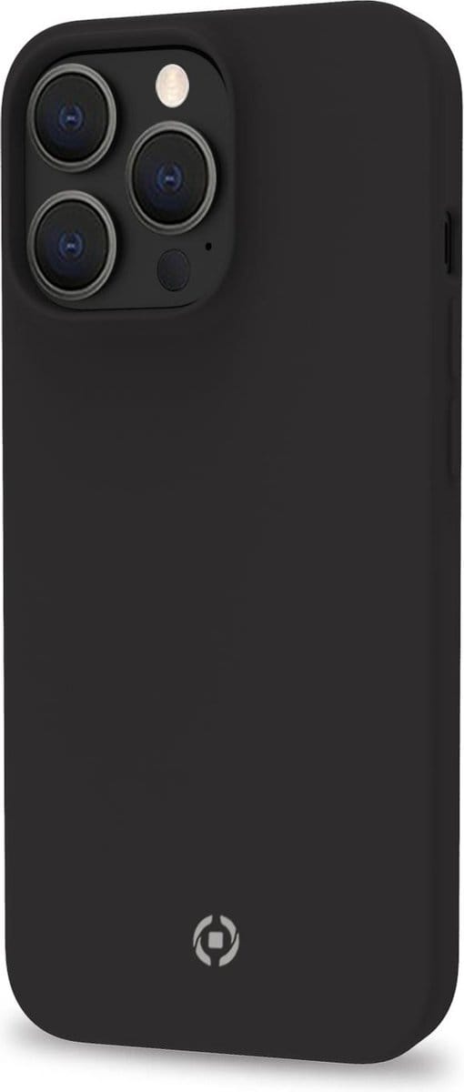 Celly Cromo Siliconen hoesje - Geschikt voor Apple iPhone 14 Pro Max- TPU Back Cover - Microfiber - Zwart