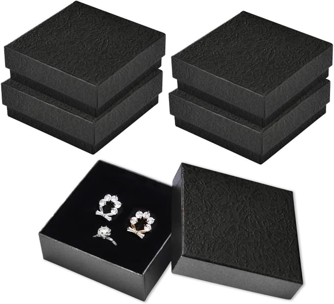 4 stuks zwart mat kraftkarton juwelendoosjes (zwart)