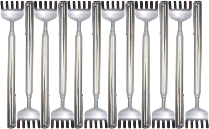Rugkrabbers Set - Massage Hulpmiddel - Jeuk Verlichten - Uitschuifbaar Ontwerp - 12 Stuks - Zilver