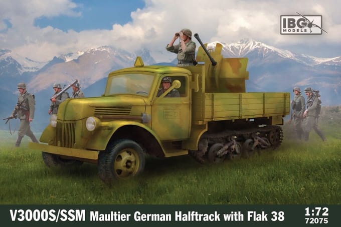 IBG Models Modelbouwpakket Militaire voertuigen - 72075 V3000S/SS M Maultier German Halftrack with Flak 38 Plastic - 1:72 - Modelbouw