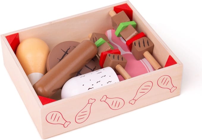 Bigjigs Wooden Box with Meat Products 9 pcs.