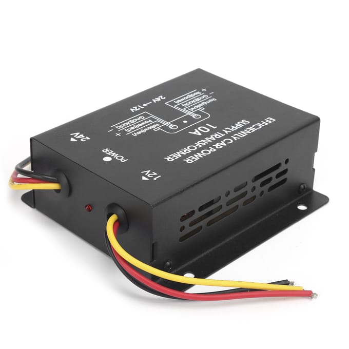 10A DC Stroomomvormer 24V naar 12V Spanningsafwaartregelaar Aluminiumlegering Behuizing voor Autoradio gray