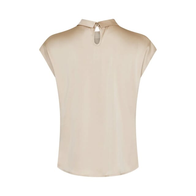 Blousetop van satijn met knoopdetail model 'Fleur Drapy'