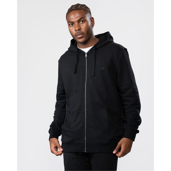 Lyle &amp; Scott Tonal Eagle Jet Black Hoodie Met Rits