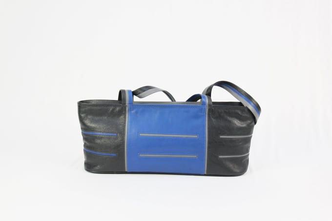Leren handtas Helsinki long donkergrijs - blauw - grijs
