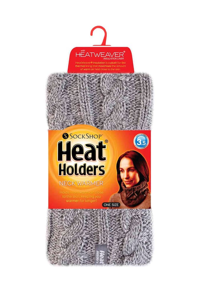 Heat Holders - Kabelgebreide halswarmer voor dames - Lichtgrijs