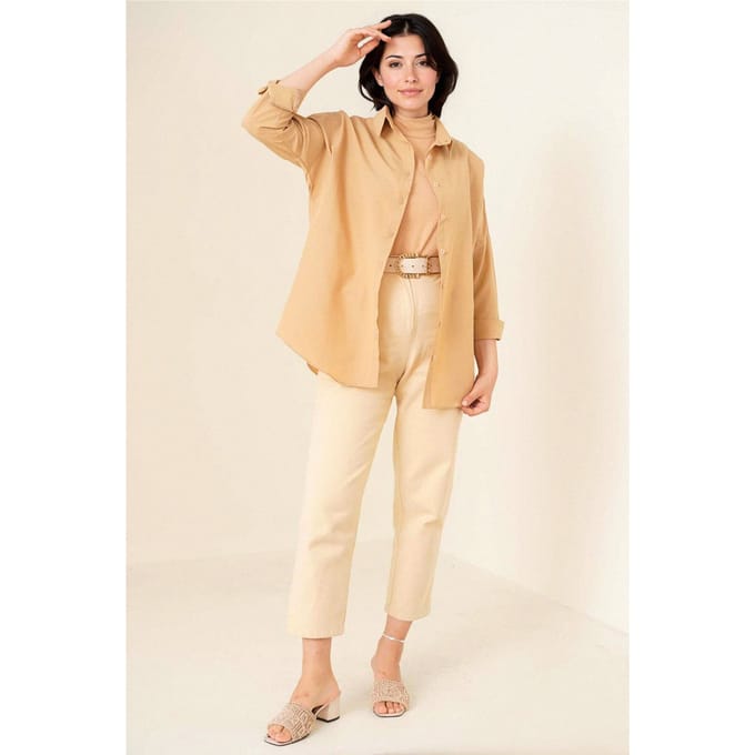 Ontspannen Fit Poplin Overhemd met Knopen Sluiting
