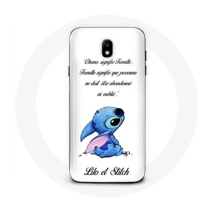 Coque Samsung Galaxy J3 2017 Lilo et Stitch Ohana Citation Blanc wit