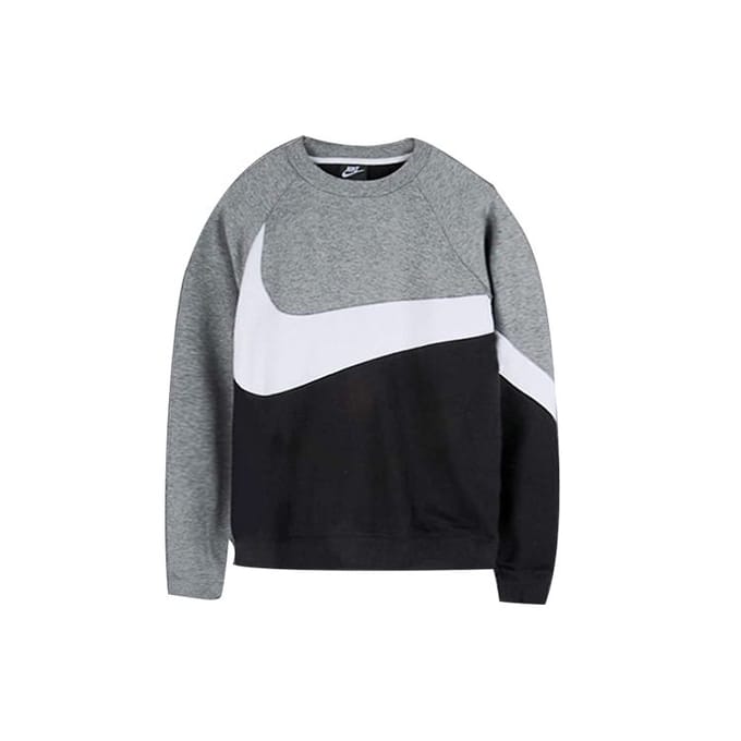 Nike Logo Print Long Sleeve Sweatshirt Heren Tops Grijs Zwart AR3089-011 S gray
