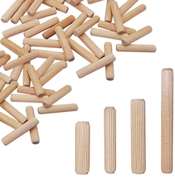 Houten Pluggen 8 x 90 mm - 10 Stuks, Gegroefd en Geribbeld voor Meubels