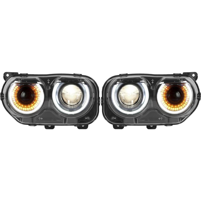 VLAND LED Projector Koplampen Dubbele Bundels Geschikt voor Dodge Challenger SRT Hellcat 2015 2020 LHD gray