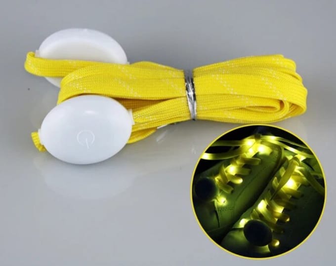 New Age Devi - LED-lichtgevende Nylon Veters - Geel - Voor een opvallende look!