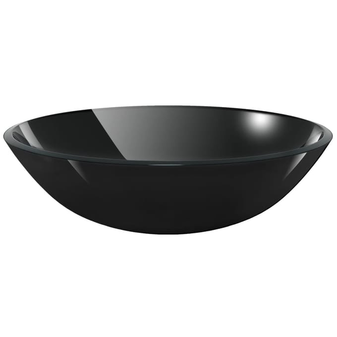 vidaXL - Wasbak - gehard - glas - 42 - cm - zwart