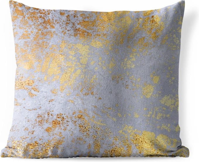 Sierkussen Buiten - Marmer - Goud - Grijs - 60x60 cm - Weerbestendig