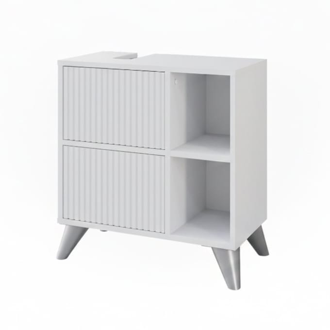 Vicco Leano Wastafelonderkast – 60 x 62 cm met 2 laden Wit