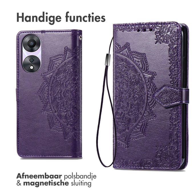 imoshion Hoesje - Geschikt voor Oppo A58 - Mandala Bookcase - Paars