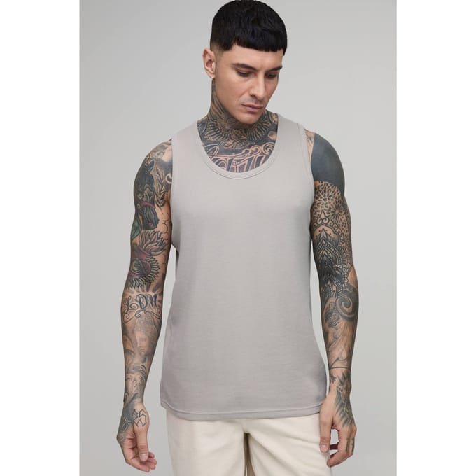 Tall Essential Regular Waffle Hemd | Grey | Size Small