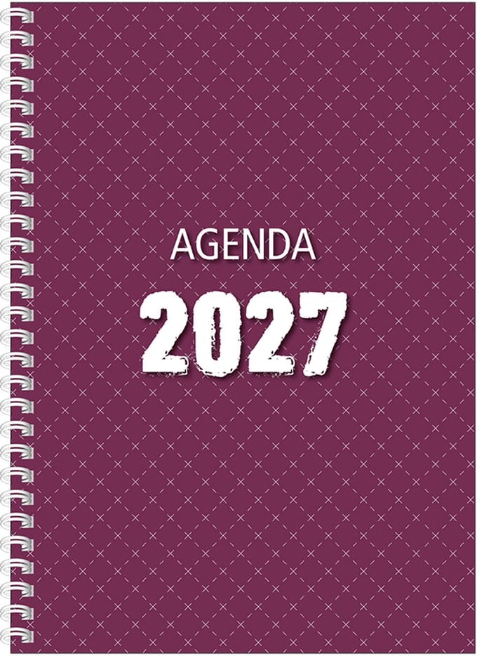 MGPcards - Agenda A4 2027 - Ringband - Spiraal - Flexibele kaft - Weekoverzicht - Purper - 21 x 29.5 cm