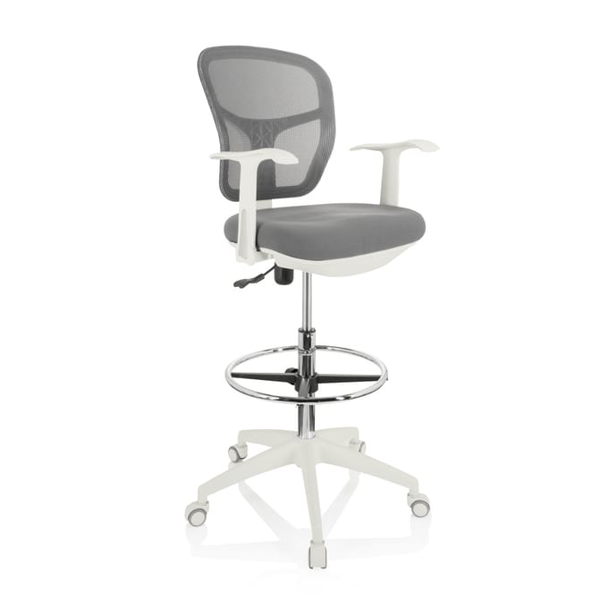 Werkstoel / Verhoogde bureaustoel TOP WORK 108 W Netstof/Stof grijs hjh OFFICE