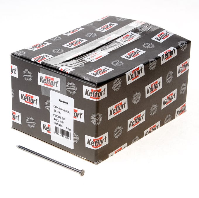 Kelfort draadnagel plat geruite kop blank 4.0 x 100mm 5kg