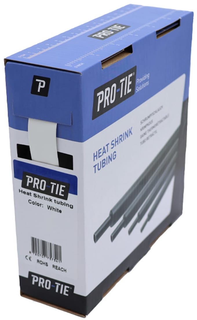 PRO-TIE® - Krimpkous 6,4-3,2 mm Wit Dunwandig krimpverhouding 2:1 (Box 10 meter) - PRO-TIE