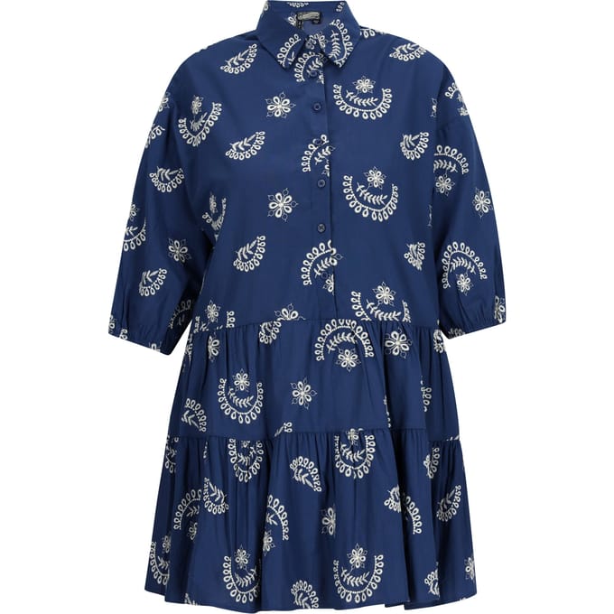 Dreimaster Jurk Dames marine wol wit