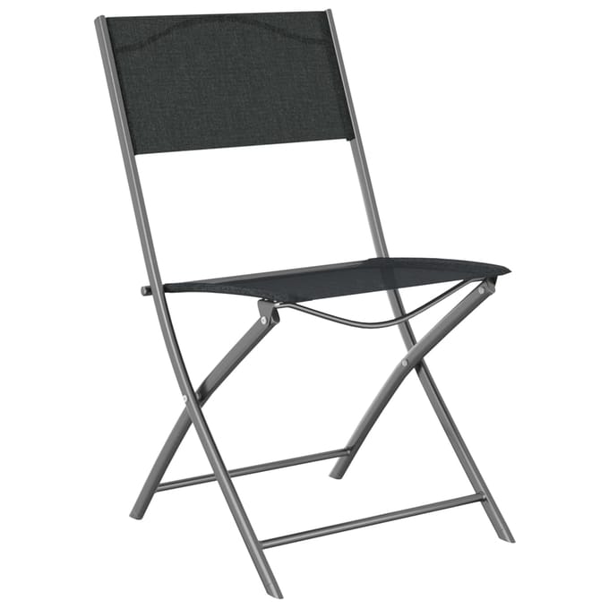 vidaXL - Opklapbare - stoelen, - 2 - stuks, - zwart - staal - en - Textilene