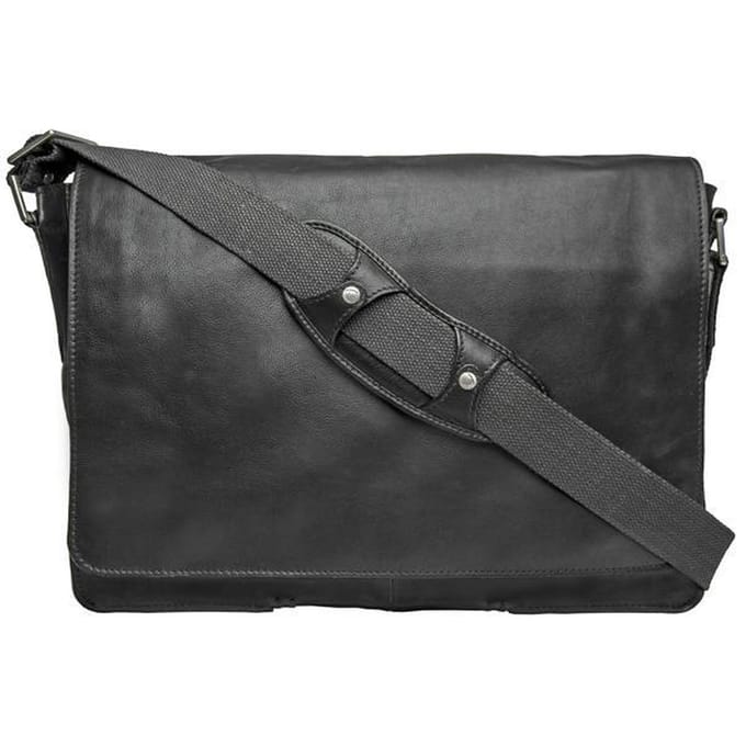 Hidesign lederen cross-over / messenger tas 'Socrates' zwart