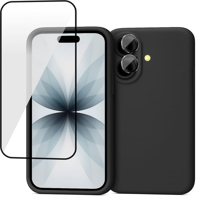 Hoesje geschikt voor iPhone 17 - Screenprotector Volledig Dekkend Glas & Camera Protector - Mat Back Case Zwart