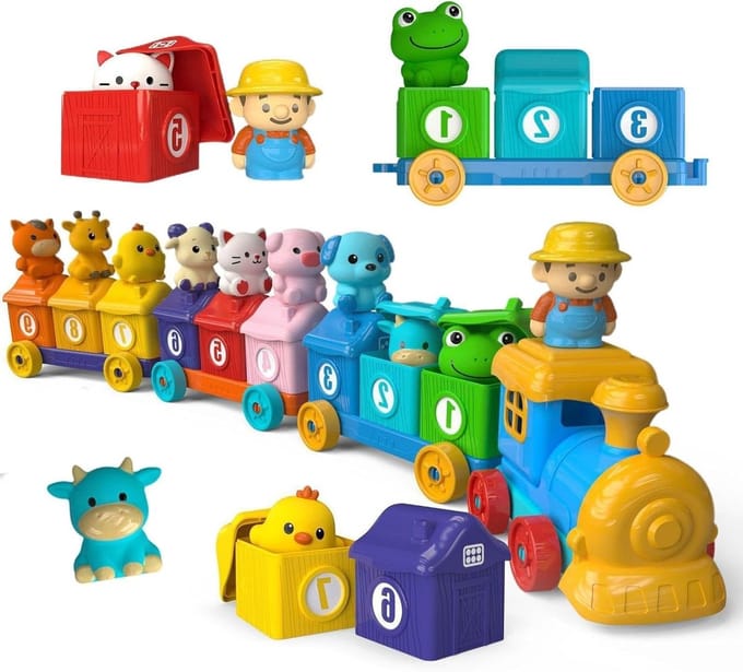 Kindertrein Educatief - Sensorisch Spel - Kleuren Leren - Met Vingerpopjes - 25.5 cm - Multicolor
