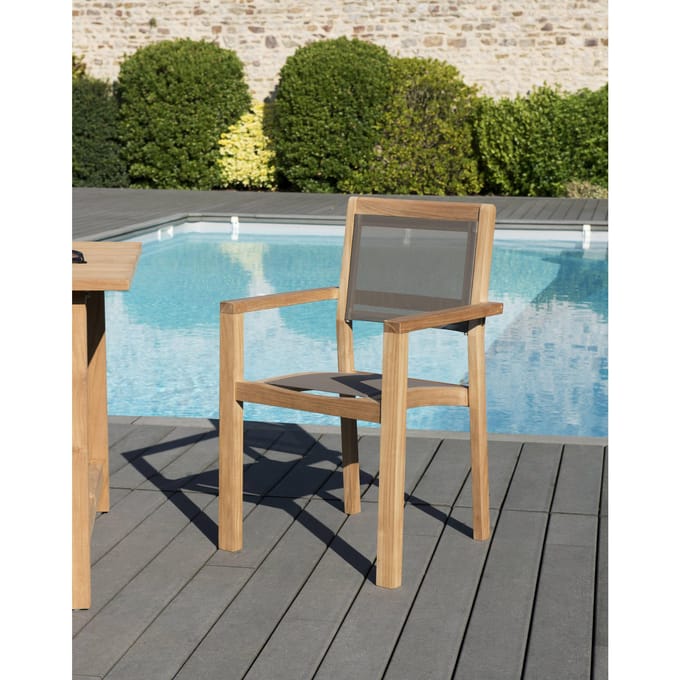 Set van 2 stapelbare fauteuils van taupe textileen | Macabane