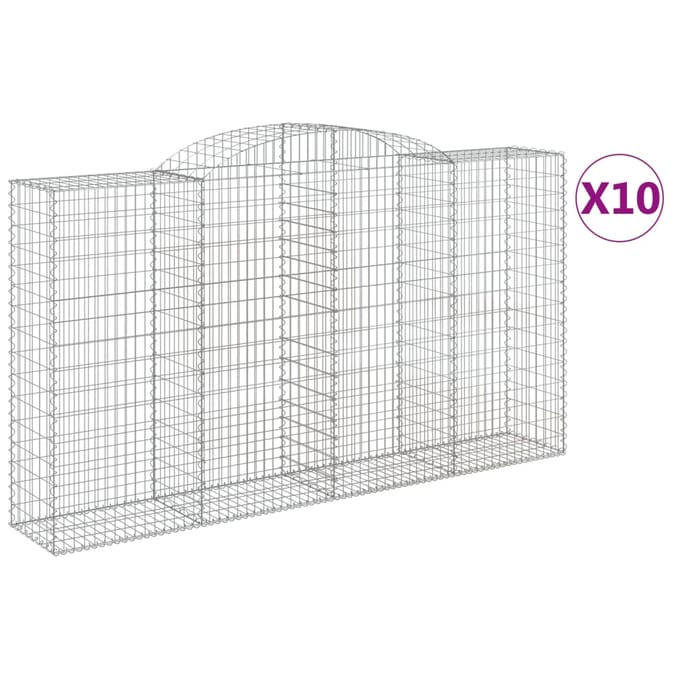 vidaXL - Schanskorven - 10 - st - gewelfd - 300x50x160/180 - cm - ijzer