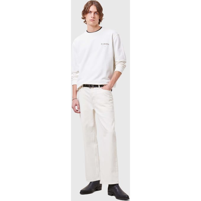 AllSaints Underground Crew Ashen White/snake Taglia: L | Maglie a manica lunga Outlet | Uomo | Bianco