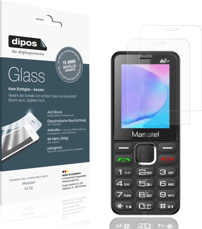 dipos – 2x Matte Pantserfolie geschikt voor Masstel Izi S2 | 9H Screenprotector