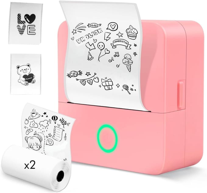 RUX® Labelmaker - Laberprinter - Draagbare Laberprinter - Bluetooth - Roze- 10cm x 5cm x 3cm